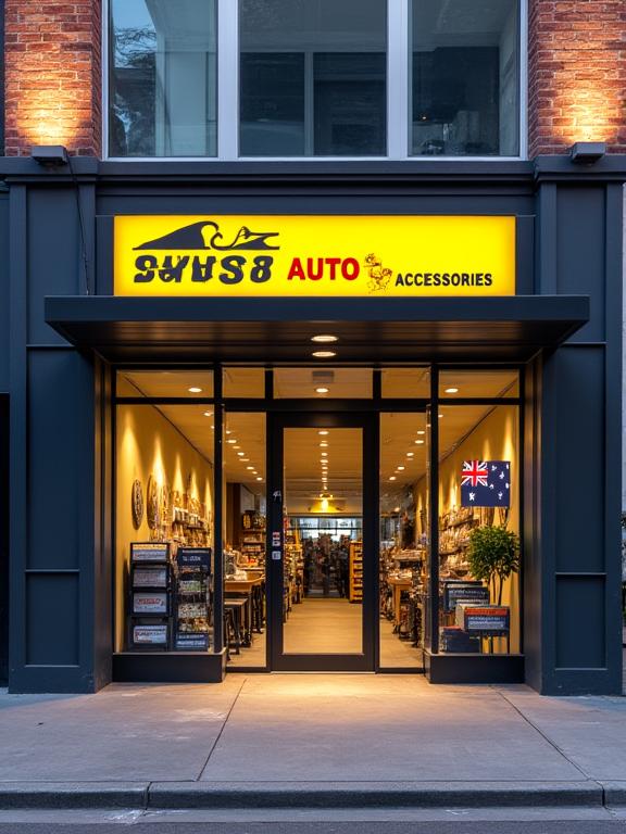The storefront of Aussie Auto Accessories on Flinders Street, Melbourne