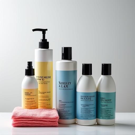 A collection of premium car care bottles and microfibre cloths